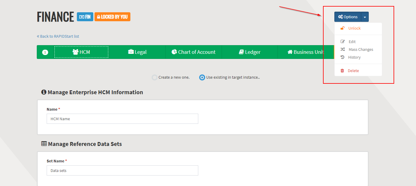  Platform: Updates 1.5.0 Image: Rapid4Cloud platform RAPIDStart menu option