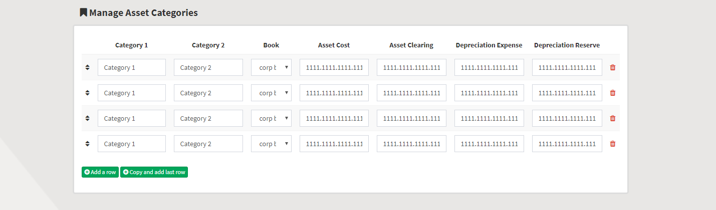 Rapid4Cloud Platform RAPIDStart Manage Asset Categories