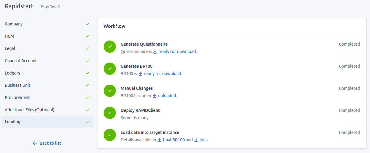 Image of a Rapid4Cloud Interface of RAPIDStart Workflows for 1.9.0