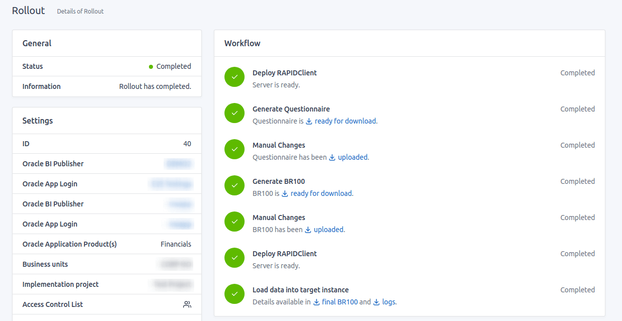 Image of a Rapid4Cloud Interface of Rollout for 1.9.0