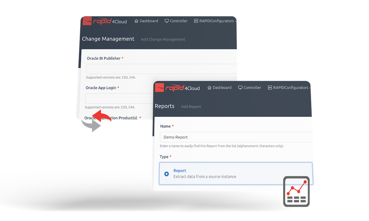 reports-change-product screenshots from Rapid4Cloud Platform